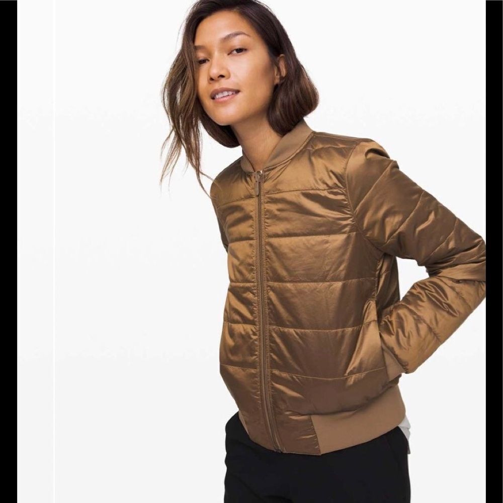 lululemon Non Stop Bomber jacket quilted puffer jacket in frontier tan 2
